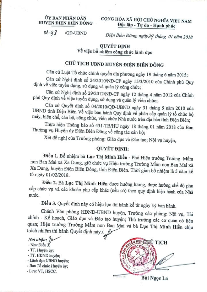 QĐ bổ nhiệm hiệu trưởng 2018